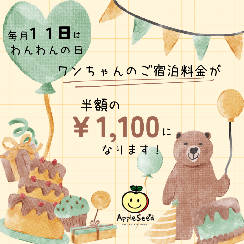 毎月１１日はワンワンの日　
